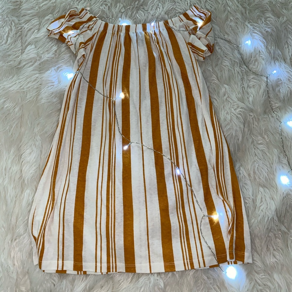 Orange Striped Forever21 Off the Shoulder Dress